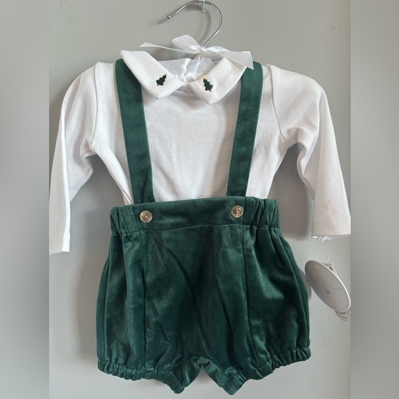 NWT Edgehill Collection Baby Boy Peter Pan Long Sleeve Velvet Shortall Set, 3M - Picture 2 of 10